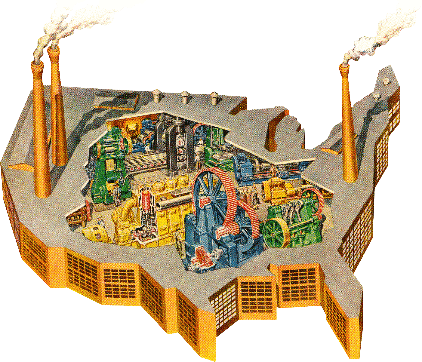 Cutaway illusration of the United States